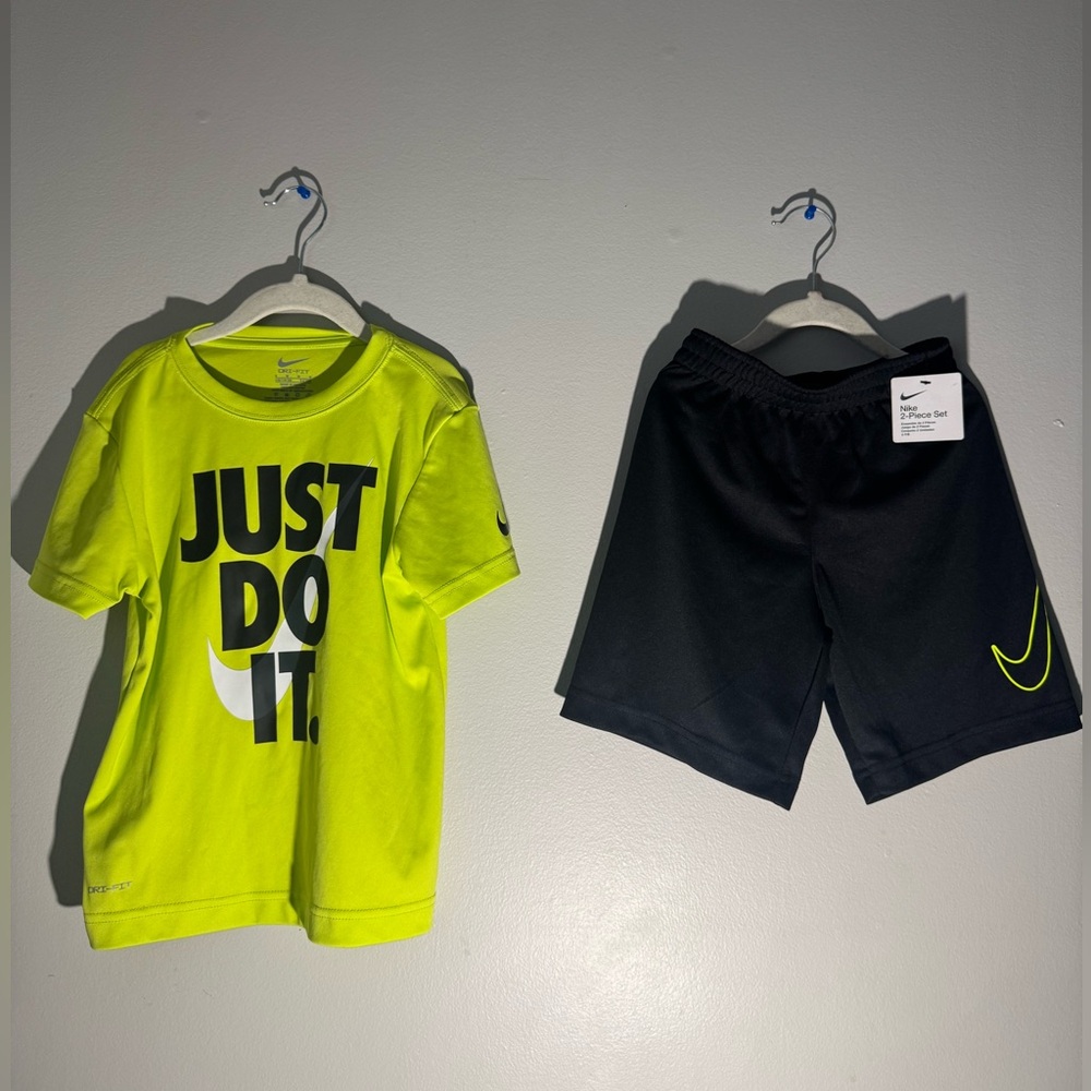 Nike Neon Green Shirt & Shorts Matching Set